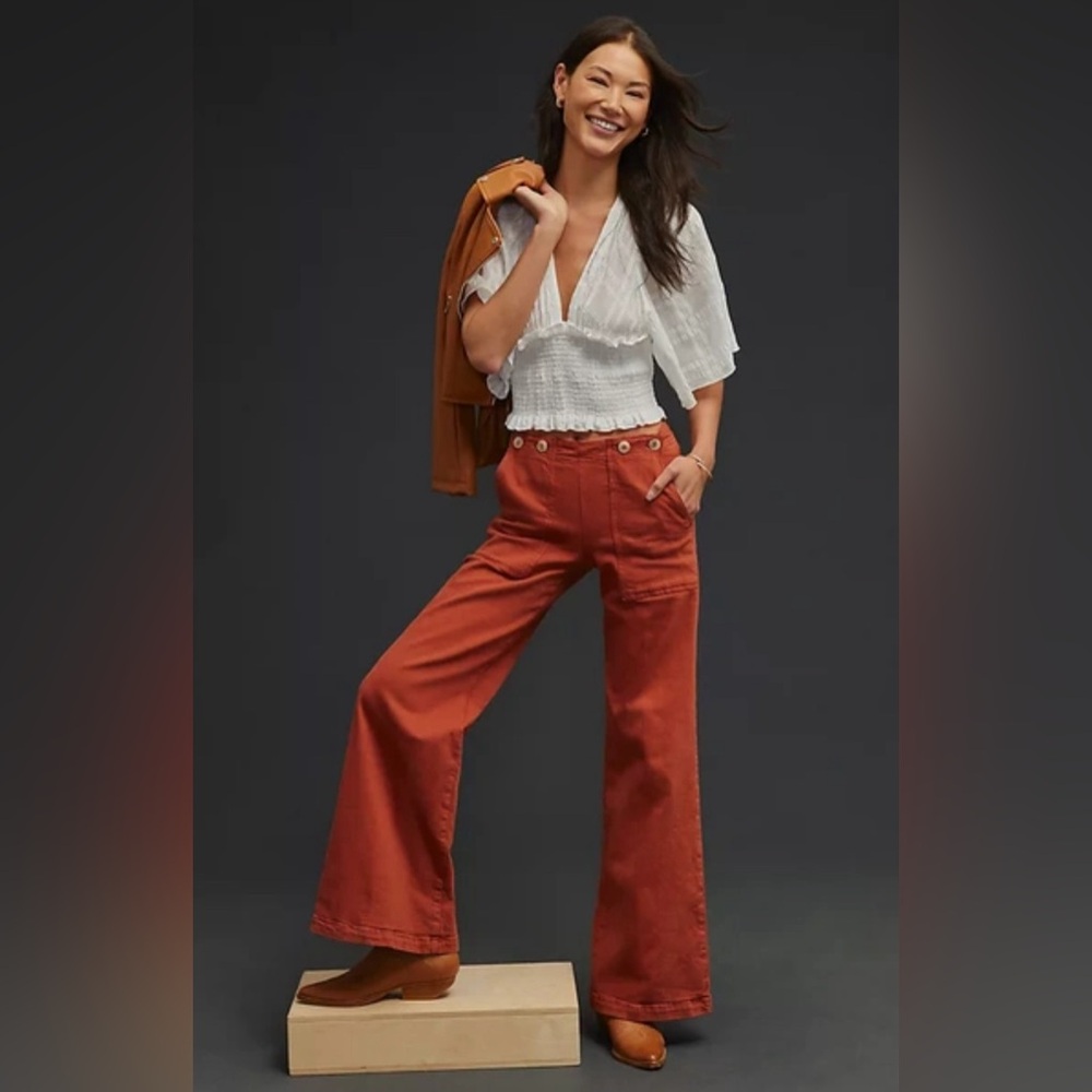 Anthropologie High-Rise Wide-Leg Utility Trouser Jeans by Pilcro